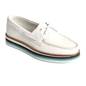 Brand new Sperry White stacked Leather Boat Shoes women’s 8.5